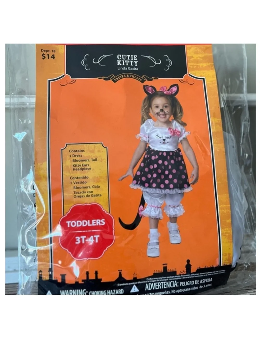 Cutey Kitty Halloween Costume for Toddler 3T-4T